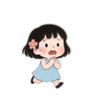 ミニマルな青いドレスの女の子  (NT)（個別スタンプ：4）