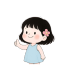 ミニマルな青いドレスの女の子  (NT)（個別スタンプ：10）