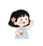 ミニマルな青いドレスの女の子  (NT)（個別スタンプ：12）