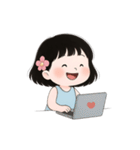 ミニマルな青いドレスの女の子  (NT)（個別スタンプ：13）