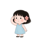 ミニマルな青いドレスの女の子  (NT)（個別スタンプ：16）