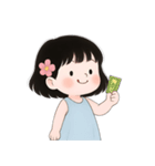 ミニマルな青いドレスの女の子  (NT)（個別スタンプ：20）