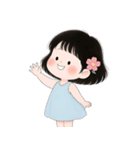 ミニマルな青いドレスの女の子  (NT)（個別スタンプ：22）