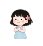 ミニマルな青いドレスの女の子  (NT)（個別スタンプ：23）