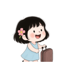 ミニマルな青いドレスの女の子  (NT)（個別スタンプ：24）