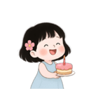 ミニマルな青いドレスの女の子  (NT)（個別スタンプ：25）