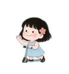 ミニマルな青いドレスの女の子  (NT)（個別スタンプ：28）