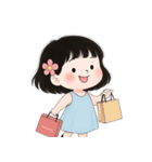 ミニマルな青いドレスの女の子  (NT)（個別スタンプ：32）