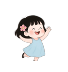 ミニマルな青いドレスの女の子  (NT)（個別スタンプ：33）