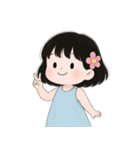 ミニマルな青いドレスの女の子  (NT)（個別スタンプ：35）