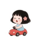 ミニマルな青いドレスの女の子  (NT)（個別スタンプ：36）