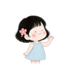ミニマルな青いドレスの女の子  (NT)（個別スタンプ：40）