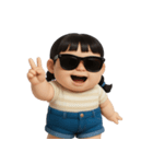 サングラスをかけたぽっちゃり女子 （NT）（個別スタンプ：1）