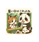 パンダパパとネコママとパンダちゃんの日常（個別スタンプ：3）