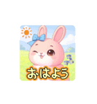 ピンクのうさぎさんスタンプ（個別スタンプ：6）