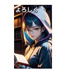 図書館の少女（個別スタンプ：21）