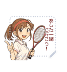 テニス 女子 部活 スポーツ (文字)（個別スタンプ：5）