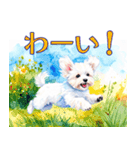 水彩感じるマルチーズスタンプ（個別スタンプ：9）