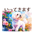 水彩感じるマルチーズスタンプ（個別スタンプ：20）