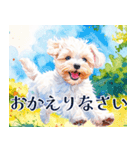 水彩感じるマルチーズスタンプ（個別スタンプ：23）