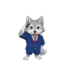 【敬礼オオカミ 1】（個別スタンプ：7）