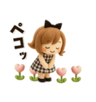 【3D】ずっと使える♡くるりんボブガール（個別スタンプ：1）