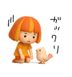 感情が伝わる✳︎オレンジ頭の女の子✳︎3D（個別スタンプ：36）