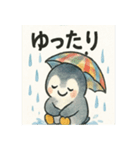 傘さしているペンギンちゃん（個別スタンプ：3）