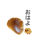 ドット絵ひよこ＆実写パン（個別スタンプ：1）