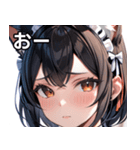 猫耳の黒髪 ＆ 恥じらい顔（個別スタンプ：6）