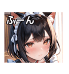 猫耳の黒髪 ＆ 恥じらい顔（個別スタンプ：9）