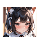 猫耳の黒髪 ＆ 恥じらい顔（個別スタンプ：14）