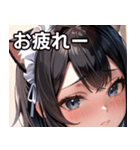 猫耳の黒髪 ＆ 恥じらい顔（個別スタンプ：27）
