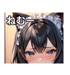 猫耳の黒髪 ＆ 恥じらい顔（個別スタンプ：33）