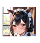 猫耳の黒髪 ＆ 恥じらい顔0（個別スタンプ：1）