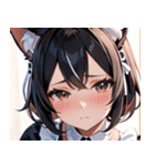 猫耳の黒髪 ＆ 恥じらい顔0（個別スタンプ：2）