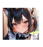 猫耳の黒髪 ＆ 恥じらい顔0（個別スタンプ：3）