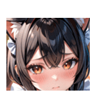 猫耳の黒髪 ＆ 恥じらい顔0（個別スタンプ：4）