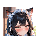 猫耳の黒髪 ＆ 恥じらい顔0（個別スタンプ：5）