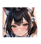 猫耳の黒髪 ＆ 恥じらい顔0（個別スタンプ：7）