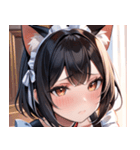 猫耳の黒髪 ＆ 恥じらい顔0（個別スタンプ：9）