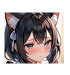 猫耳の黒髪 ＆ 恥じらい顔0（個別スタンプ：11）