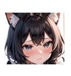 猫耳の黒髪 ＆ 恥じらい顔0（個別スタンプ：12）