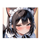 猫耳の黒髪 ＆ 恥じらい顔0（個別スタンプ：13）