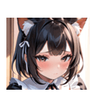 猫耳の黒髪 ＆ 恥じらい顔0（個別スタンプ：14）