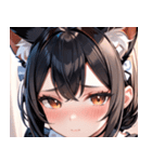 猫耳の黒髪 ＆ 恥じらい顔0（個別スタンプ：15）