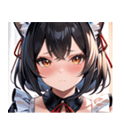 猫耳の黒髪 ＆ 恥じらい顔0（個別スタンプ：19）