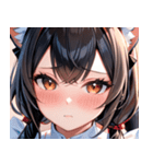 猫耳の黒髪 ＆ 恥じらい顔0（個別スタンプ：21）
