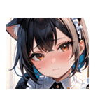 猫耳の黒髪 ＆ 恥じらい顔0（個別スタンプ：23）