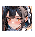 猫耳の黒髪 ＆ 恥じらい顔0（個別スタンプ：24）